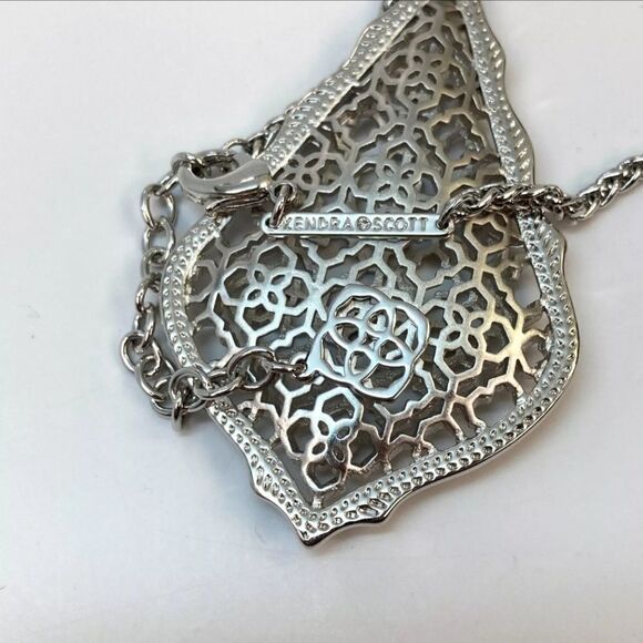 Designer Kendra Scott Aiden Silver-Tone Adjustable Lobster Pendant Necklace - Picture 4 of 4